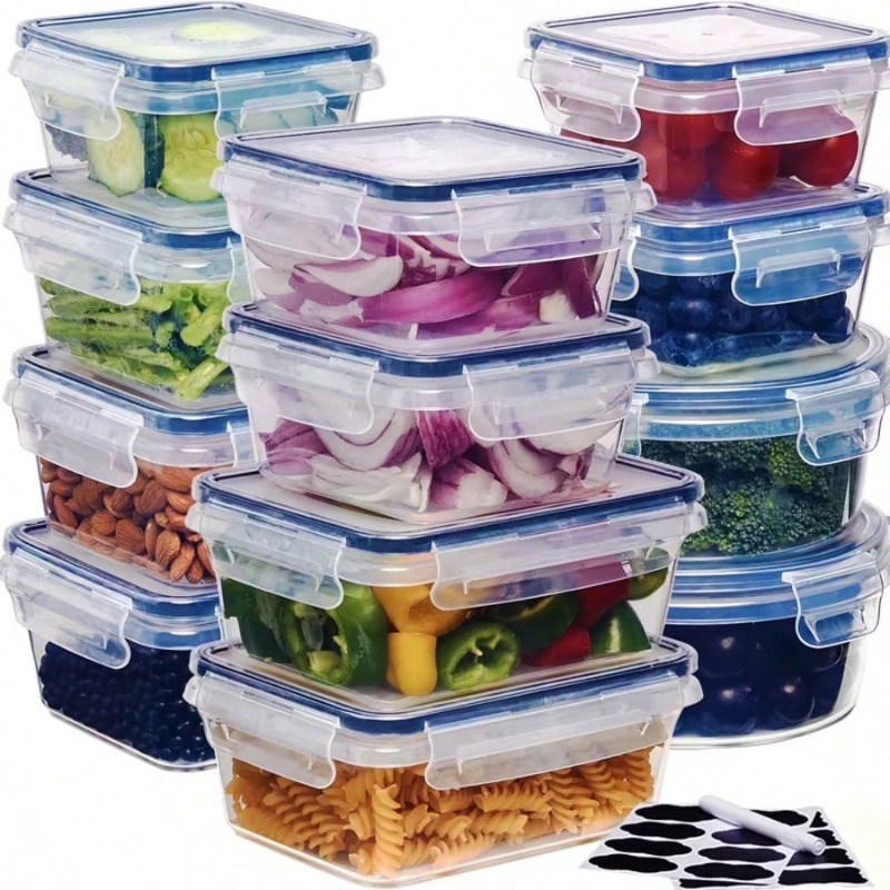 Food Storage Labels - 12 Parçalık, Kolayca Kapanan Kapaklı Yiyecek